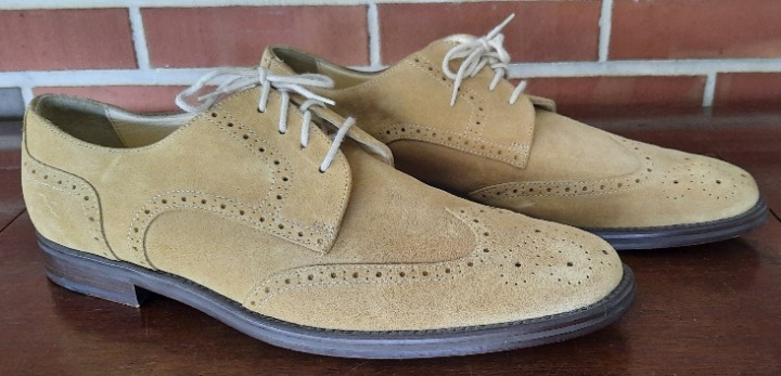 Hilfiger Tan Suede Lace Up Wingtip Dress Shoes Vero Cuoio Italy Mens size 11.5