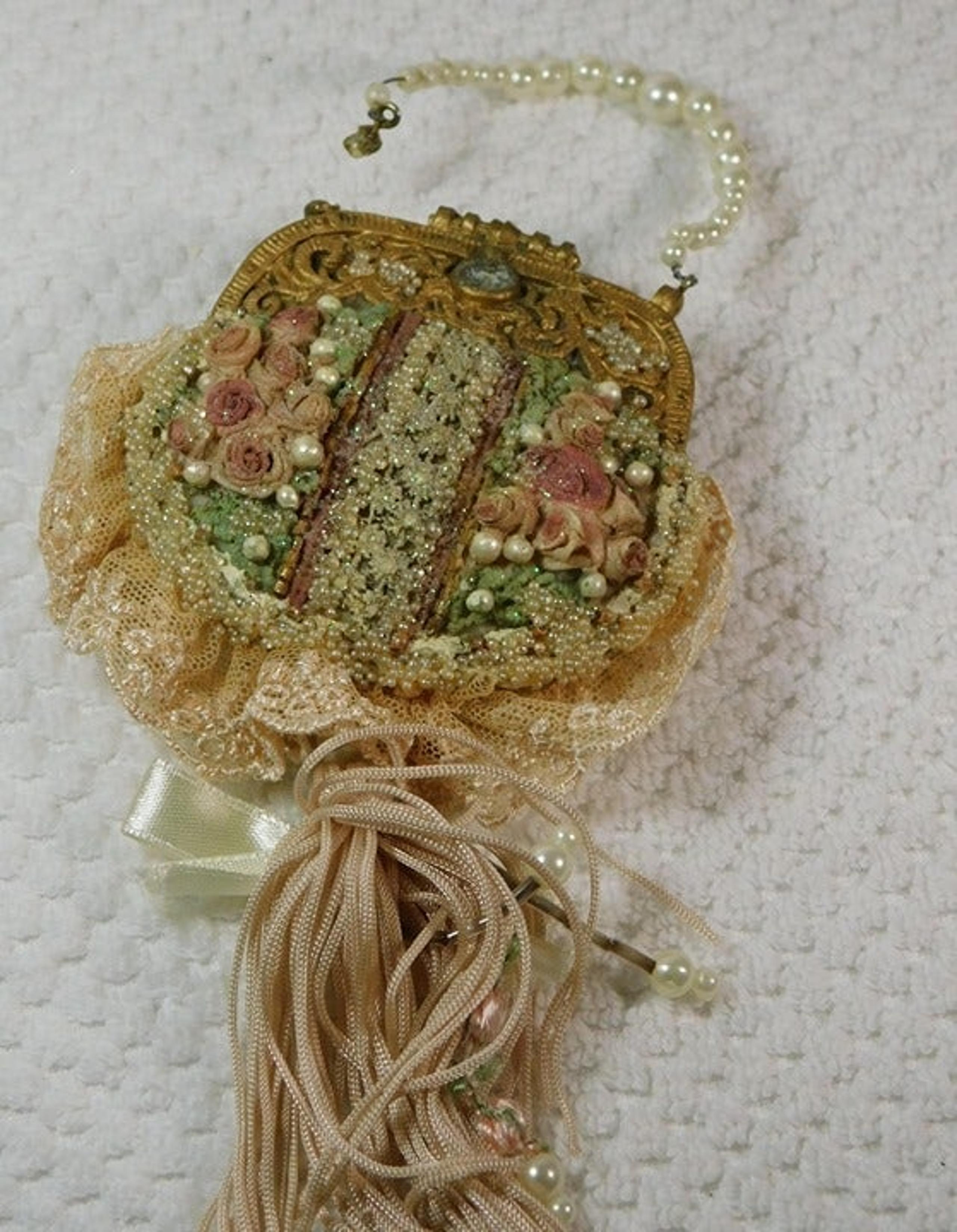 Victorian Beaded Purse Christmas Ornament