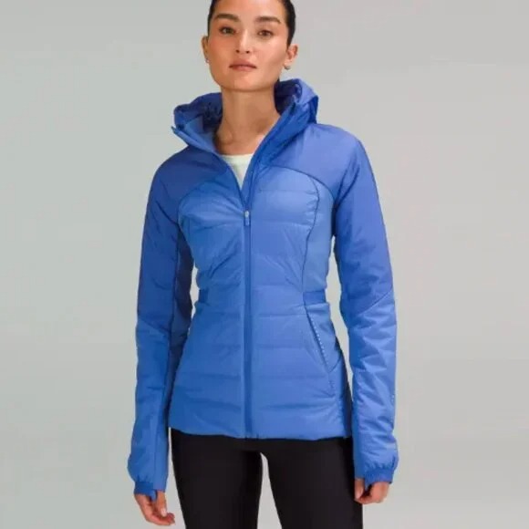 Lululemon Women's Blue Down For Run Hooded Padded Puffer Jacket Size 2