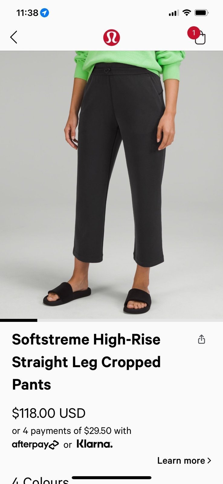 Lululemon Softstreme High-Rise Straight Leg Cropped Pants Size 4