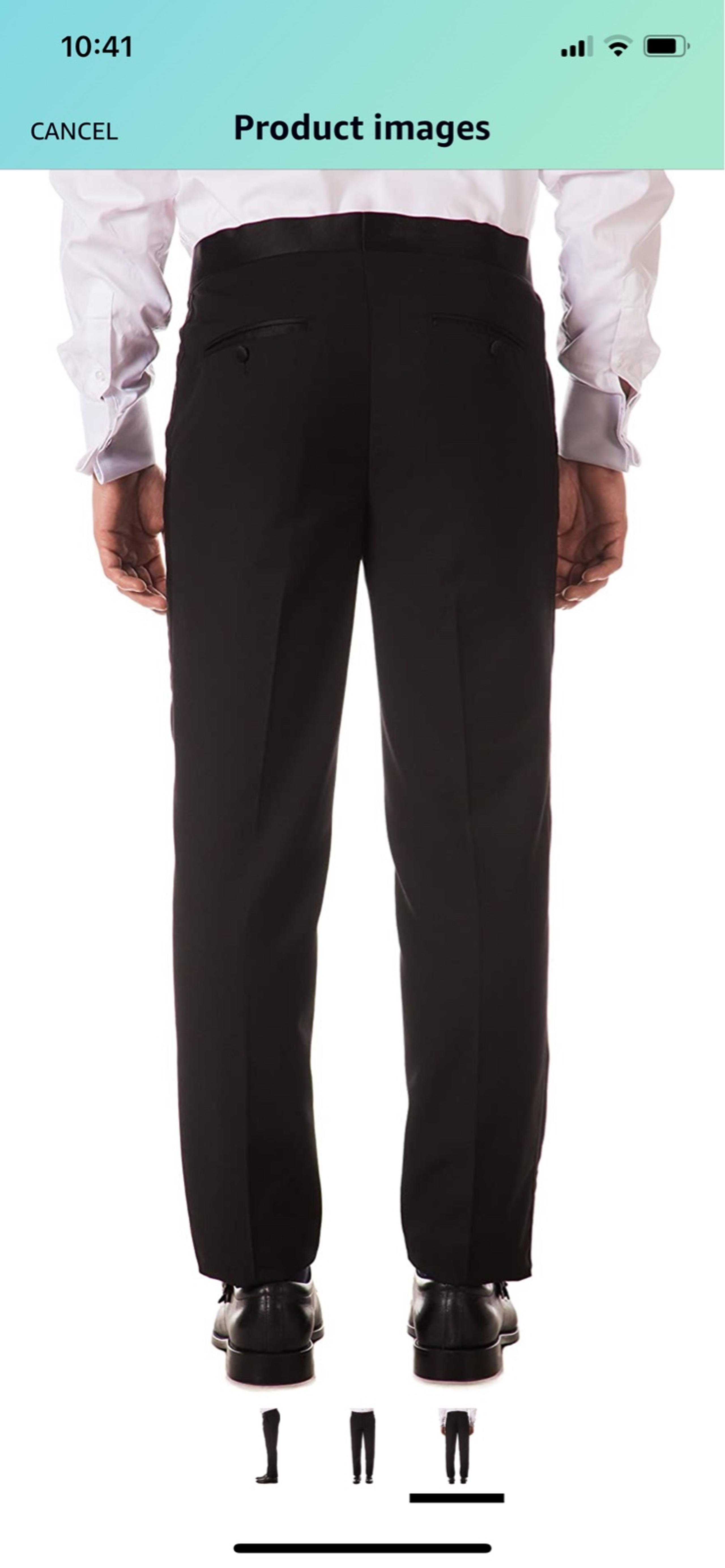 Ferrecci Mens Premium Slim Fit Striped Black Tuxedo Dress Pants