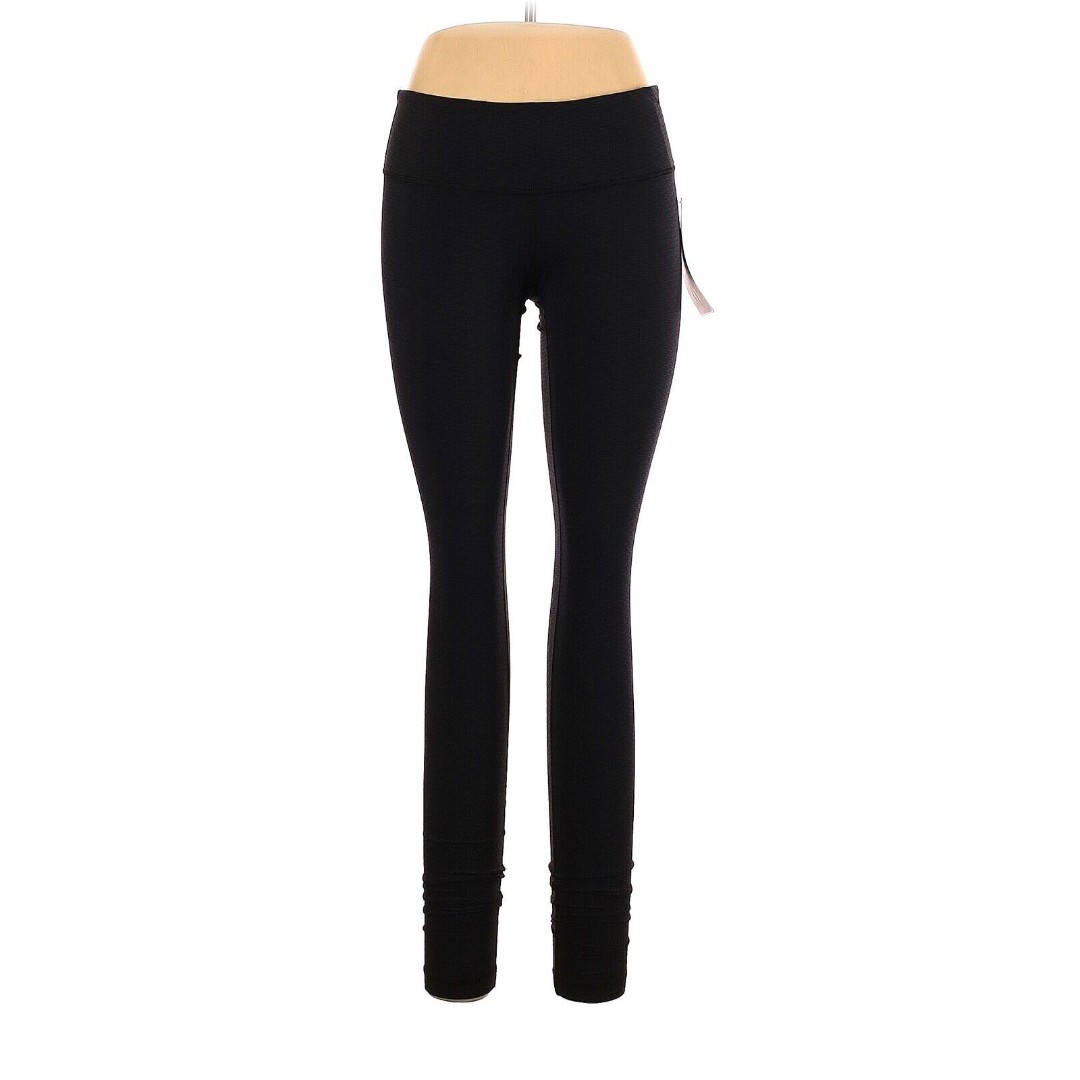 LULULEMON ATHLETICA Black Blue Jacquard Wunder Under Pant III Leggings - US 10
