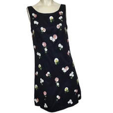 JEANETTE KASTENBERK Vintage Black Silk Blend Embroidered Flowers Mini Dress