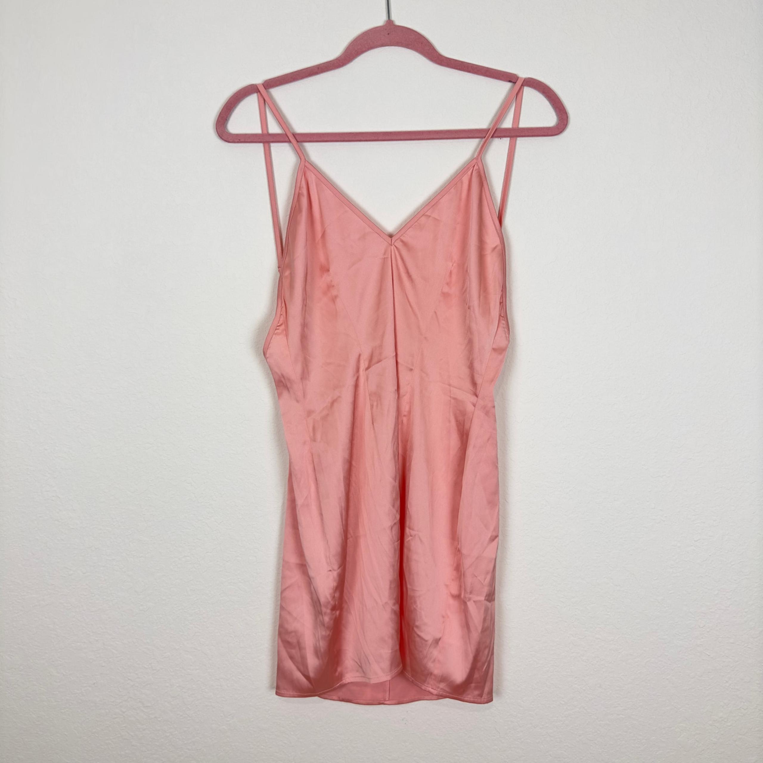 For Love & Lemons Percy Satin Slip Mini Dress in Pink Size Medium
