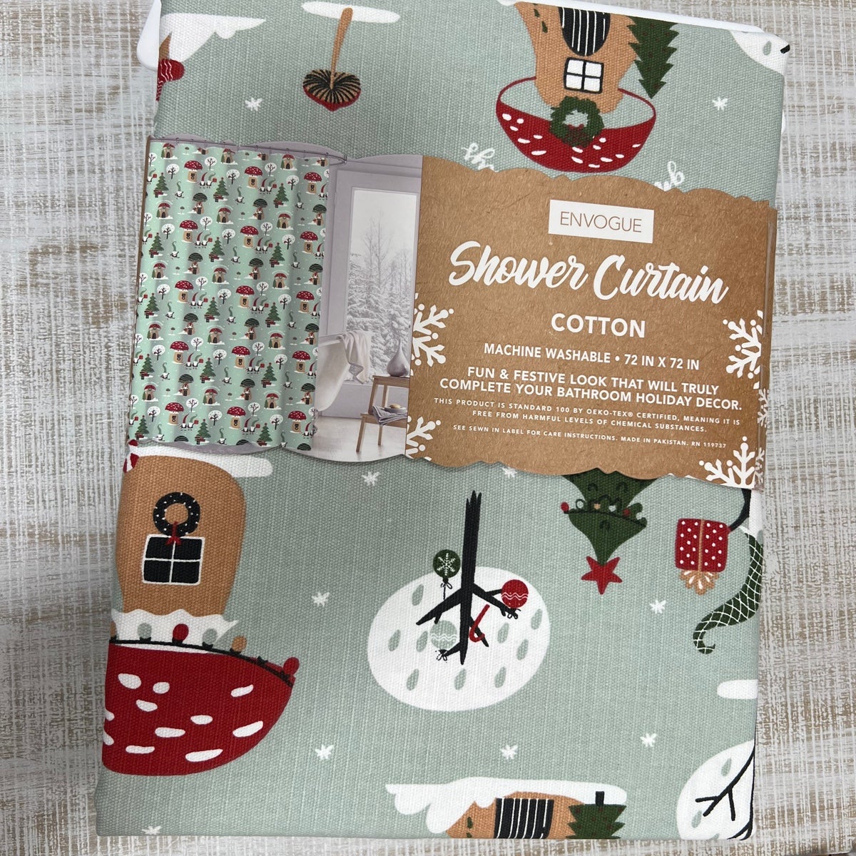 Mushroom Christmas Shower Curtain