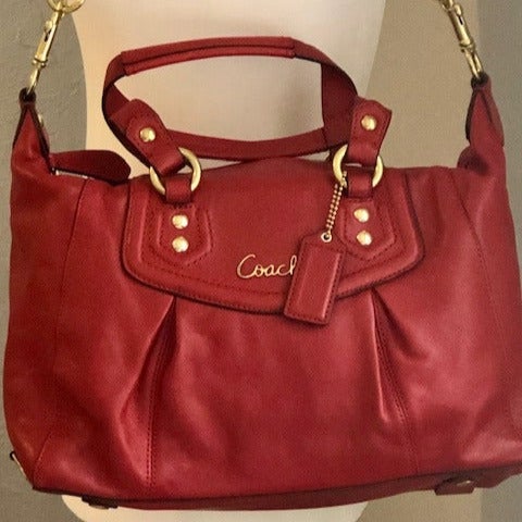 COACH ASHLEY RED LEATHER SATCHEL