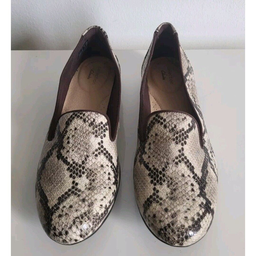 Clarks Collection Ultimate Comfort Faux Snakeskin Animal Print Loafers Size 8M