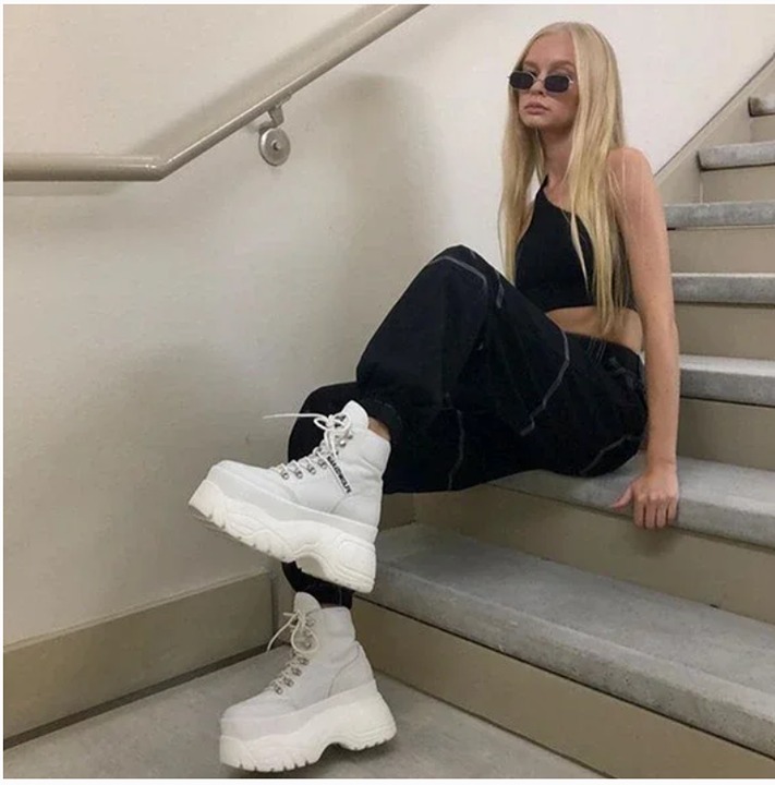 Naked Wolfe Spike Leather Sneakers White Chunky Platform Women's Size 8 White