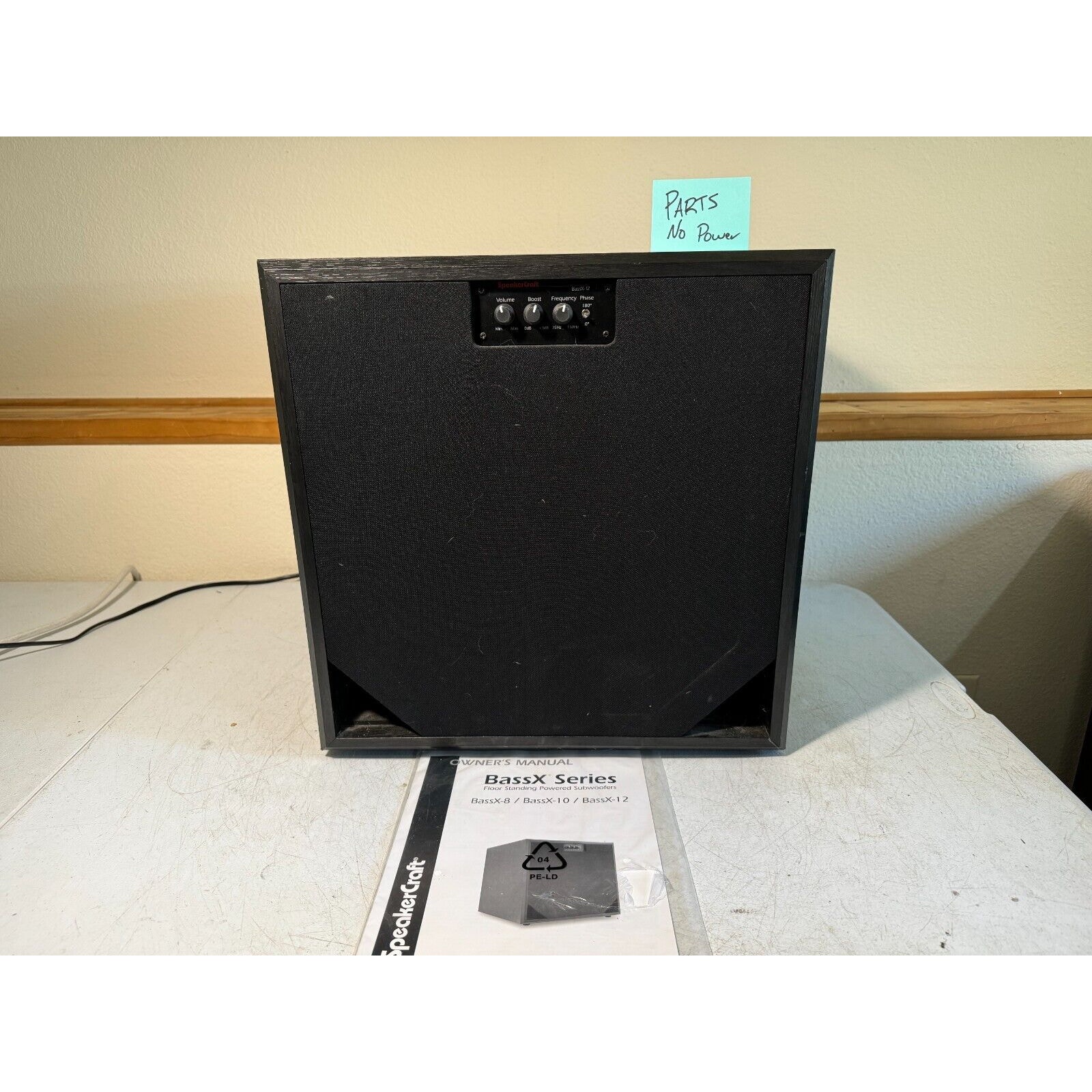 SpeakerCraft BassX-12 Subwoofer Powered Sub Audiophile Home Theater 12 - PARTS