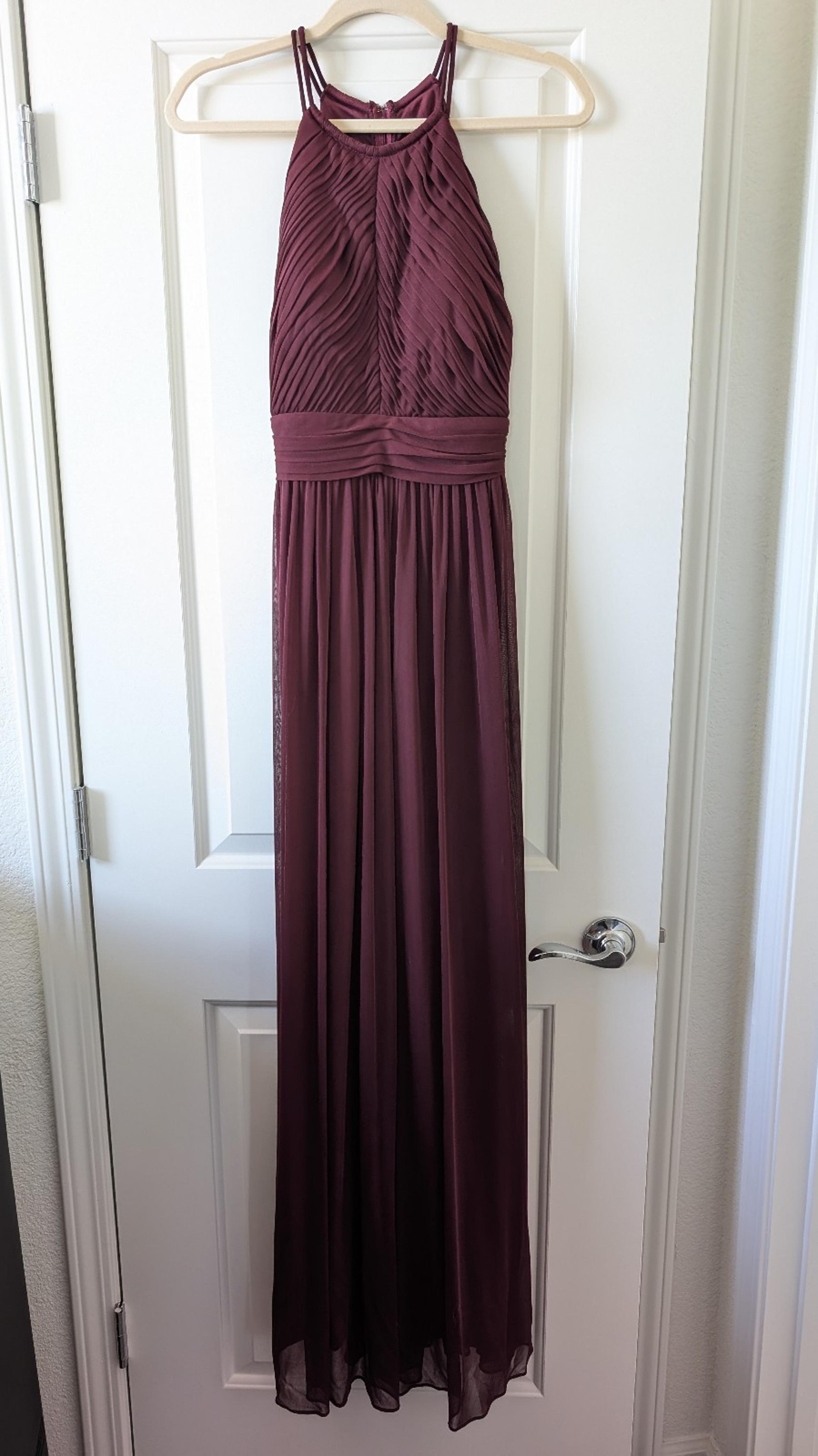 Birdy Grey Maroon Cocktail Evening Gown Maxi Dress - Size Small