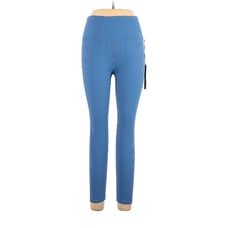 CARBON38 Solid Blue Ribbed 7/8 Leggings - L