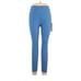 CARBON38 Solid Blue Ribbed 7/8 Leggings - L