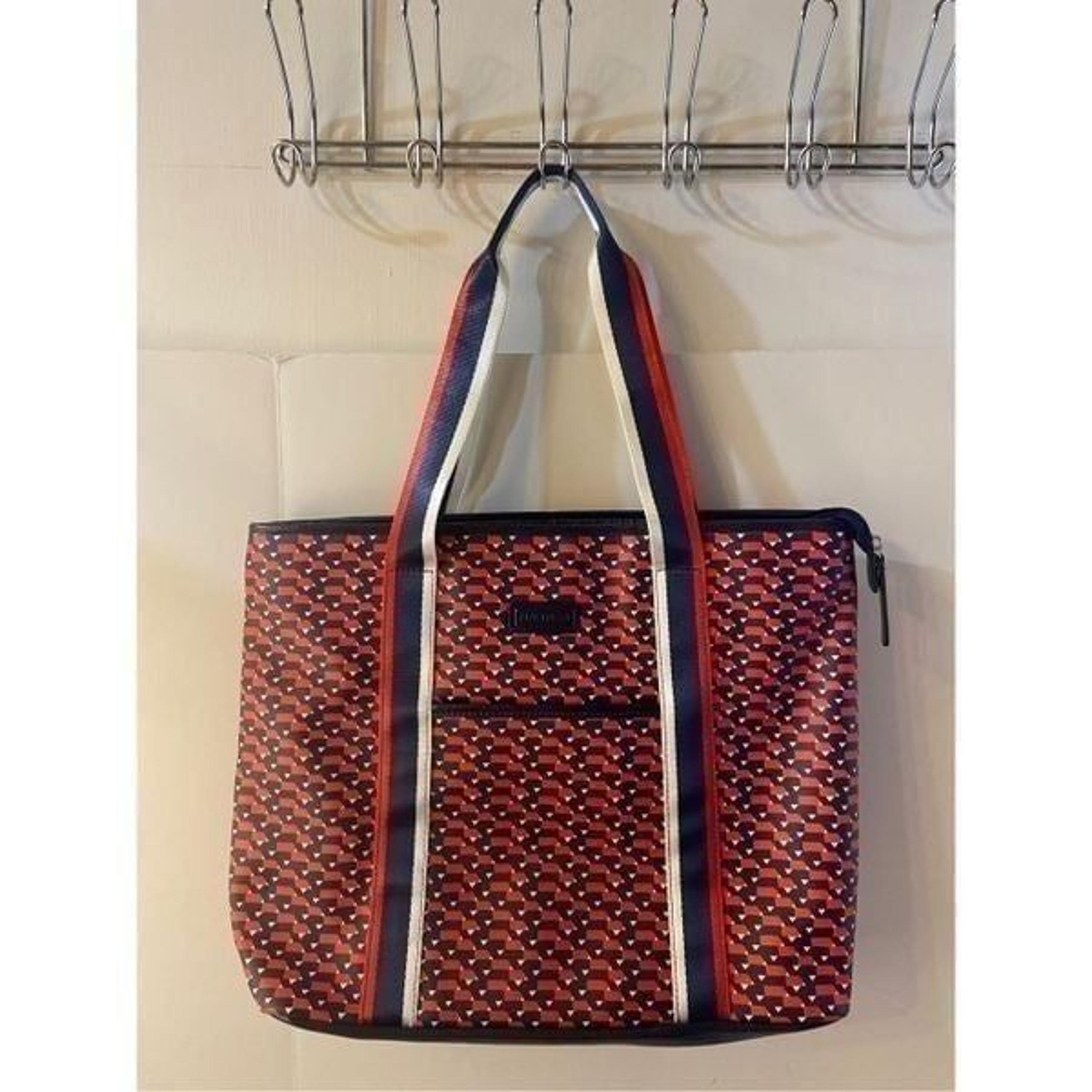 Nautica zipper tote bag red blue 17.5"x 12"