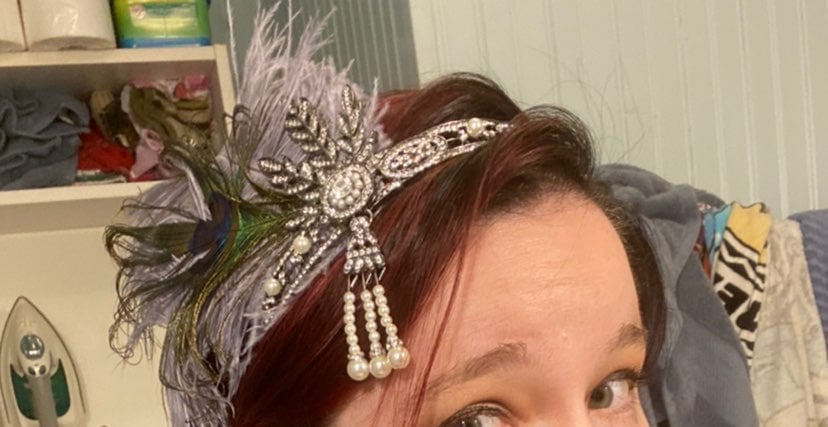 Gunmetal flapper wedding headband
