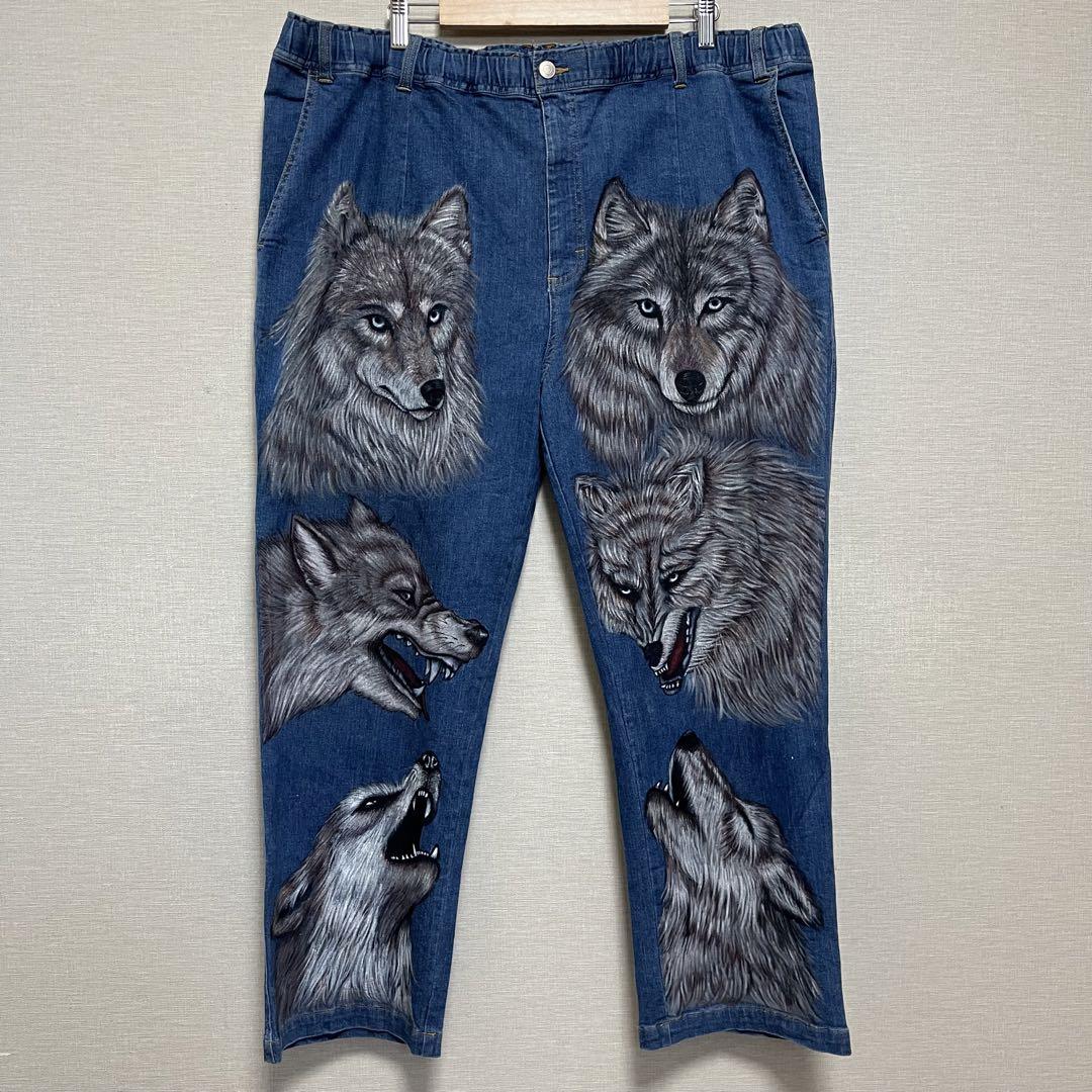 【Paint Denim Wolf, Unique, Oversized, Vintage】
