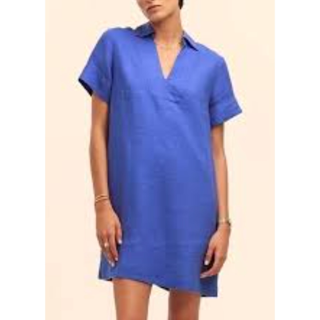 MADEWELL Linen Shirt Dress S NWT Blue Star V-Neck NEW Shift Pockets NQ627