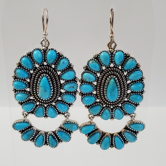 Sterling Silver 925 Turquoise Dangle Earrings