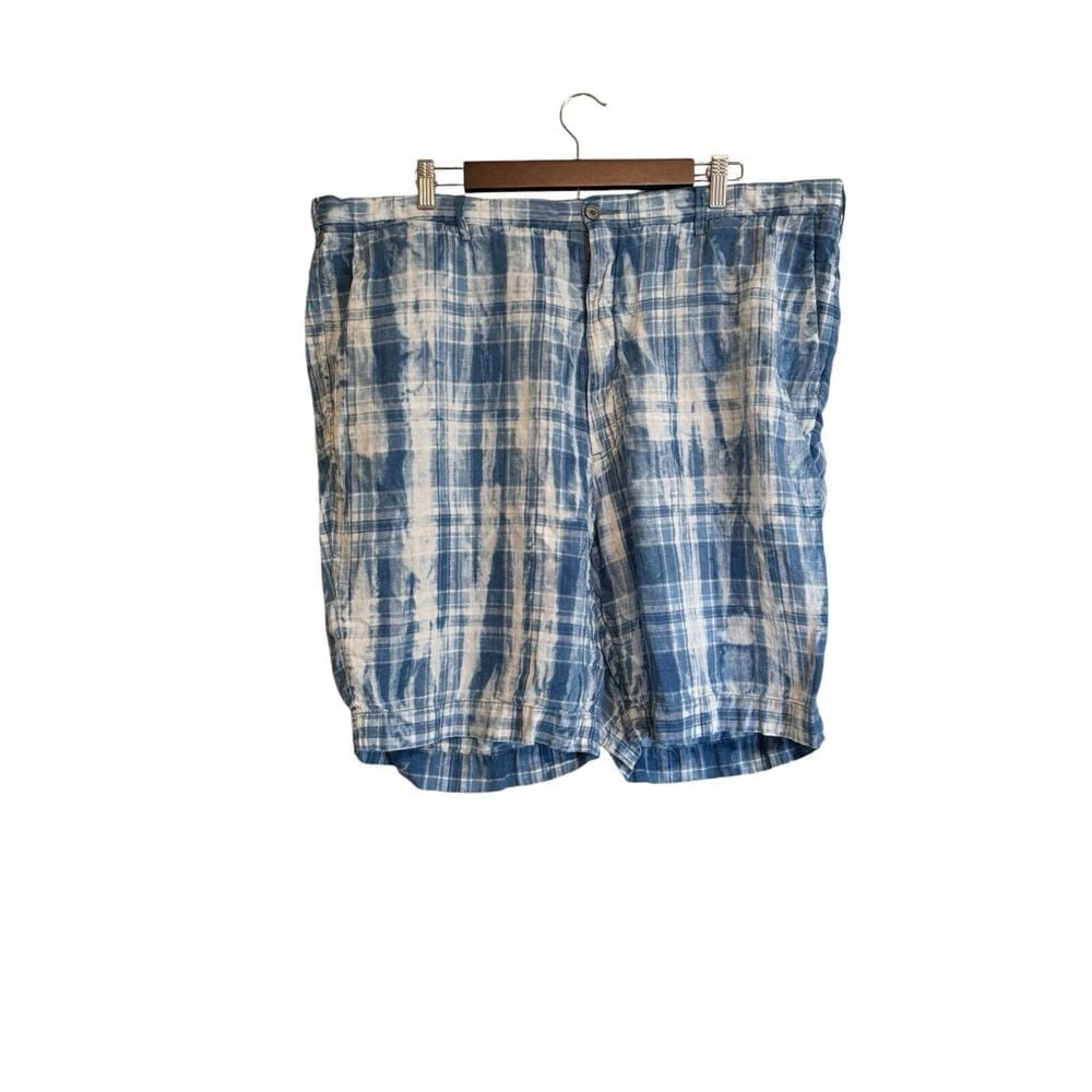 Polo Ralph Lauren Plaid Indian Madras Linen Shorts Men's 42w x 9 Inseam Blue