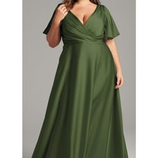 AW BRIDAL SZ 6 S Green Olive satin prom bridesmaid formal maxi dress NEW 0B11