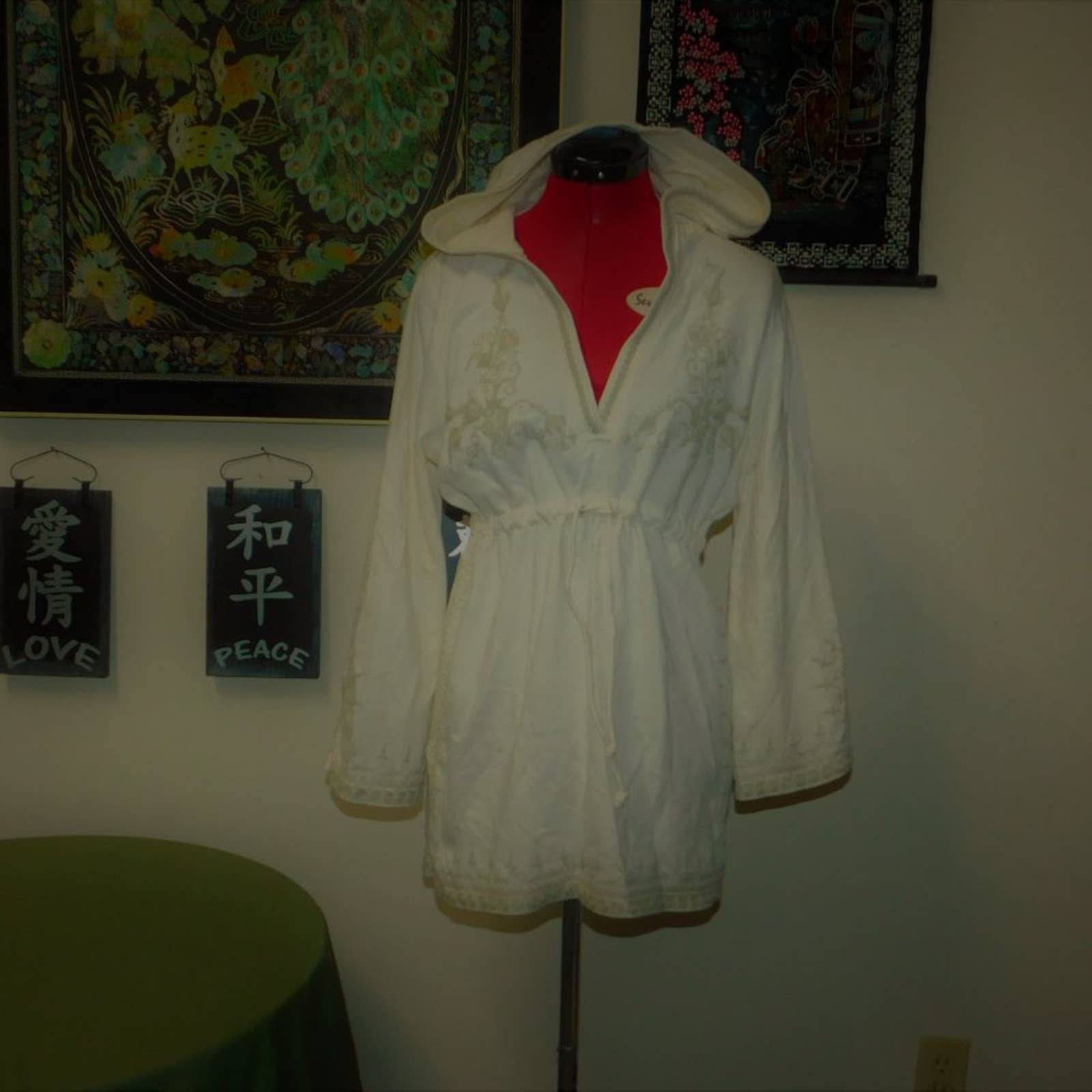 NWOT Lucky Brand California Boho Cream Hoodie Tunic Medium