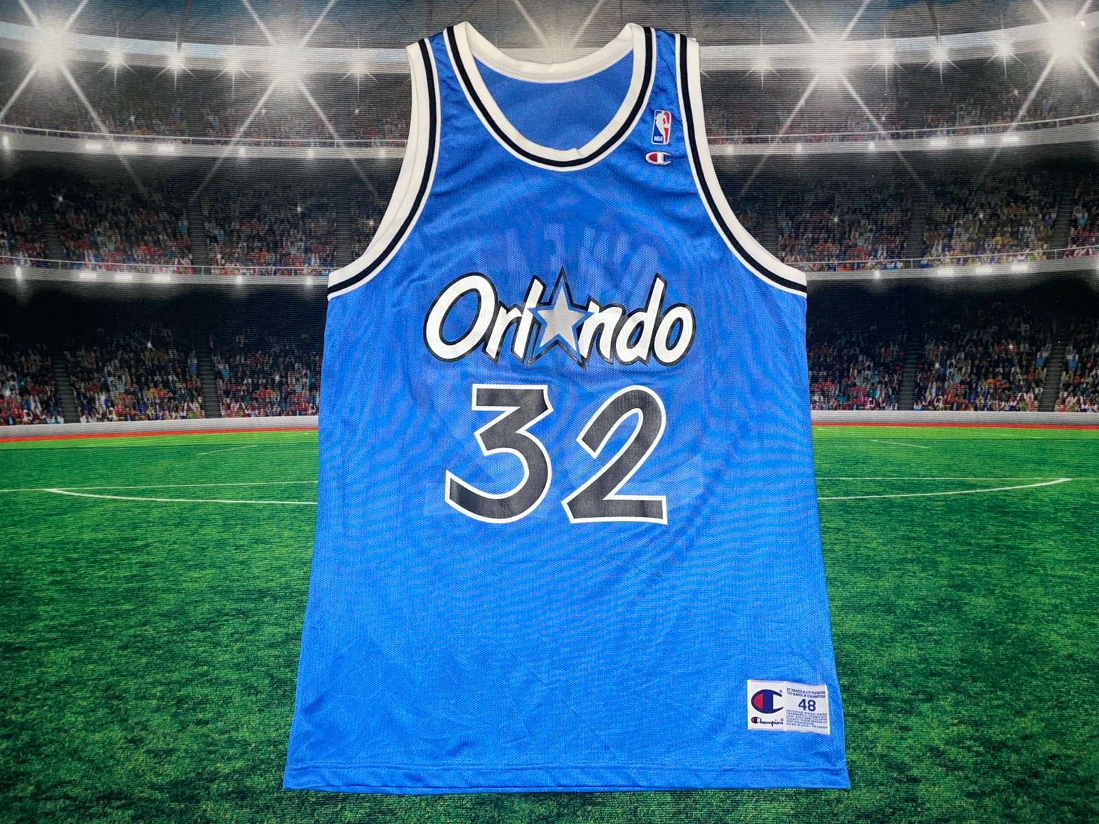 Vintage Orlando Magic Shaquille O’Neal #32 Champion Blue Jersey Sz 48 Preowned