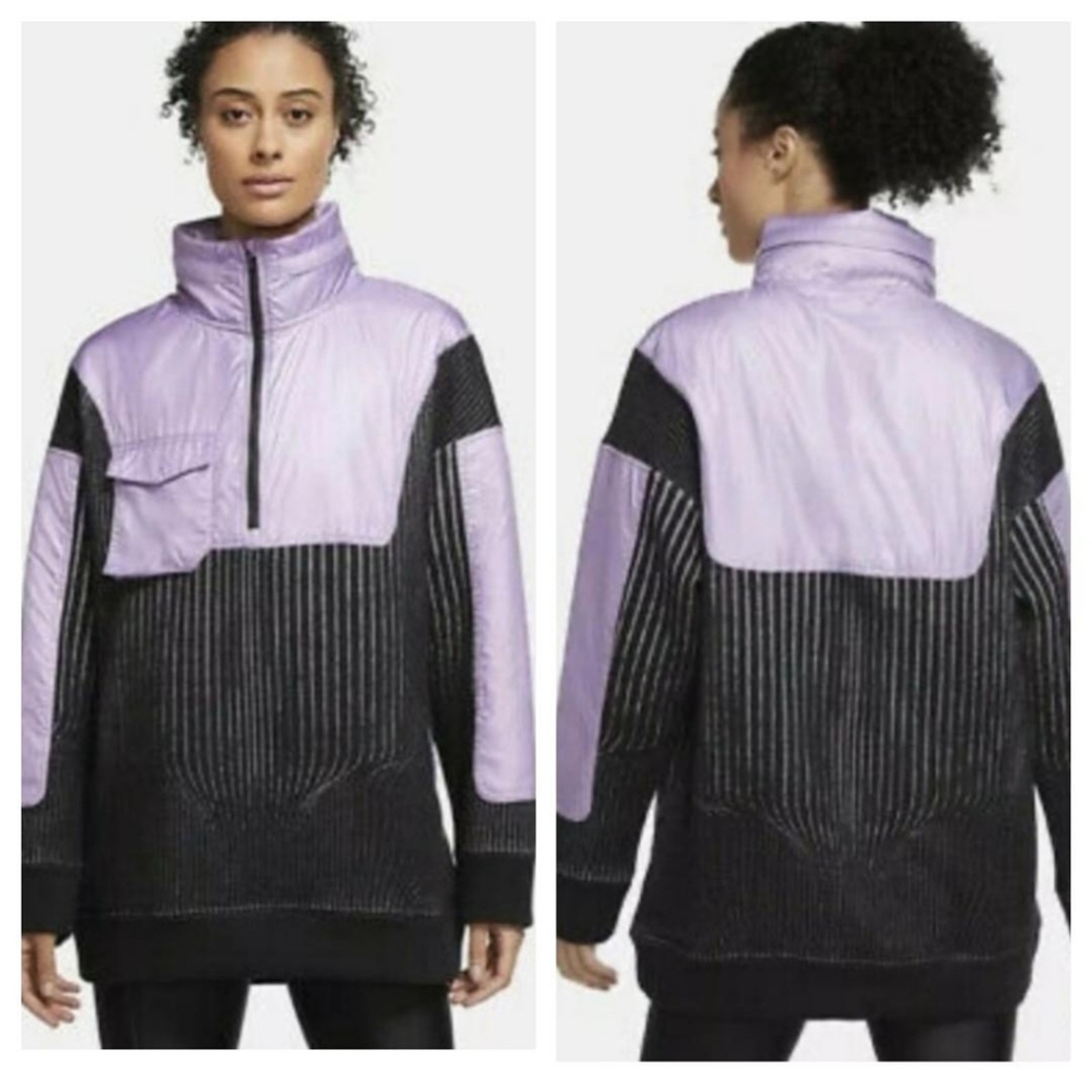 Nike Women's City Ready 1/4 Zip Training Jacket in Black & Purple Oversized