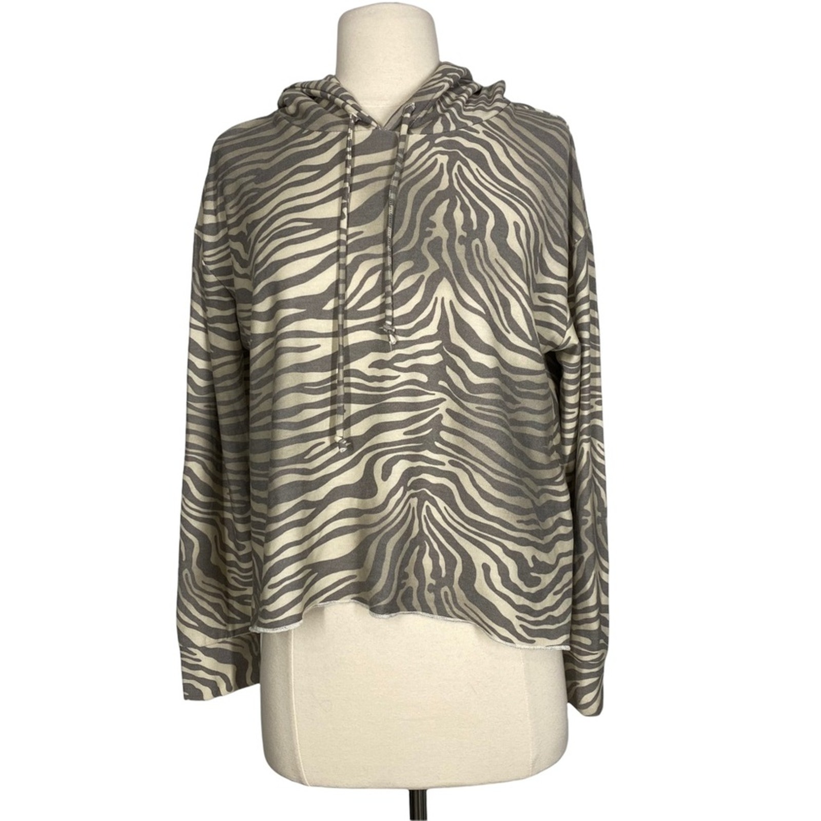 CHASER Zebra Print Hi-Lo Loungewear Hoodie Medium