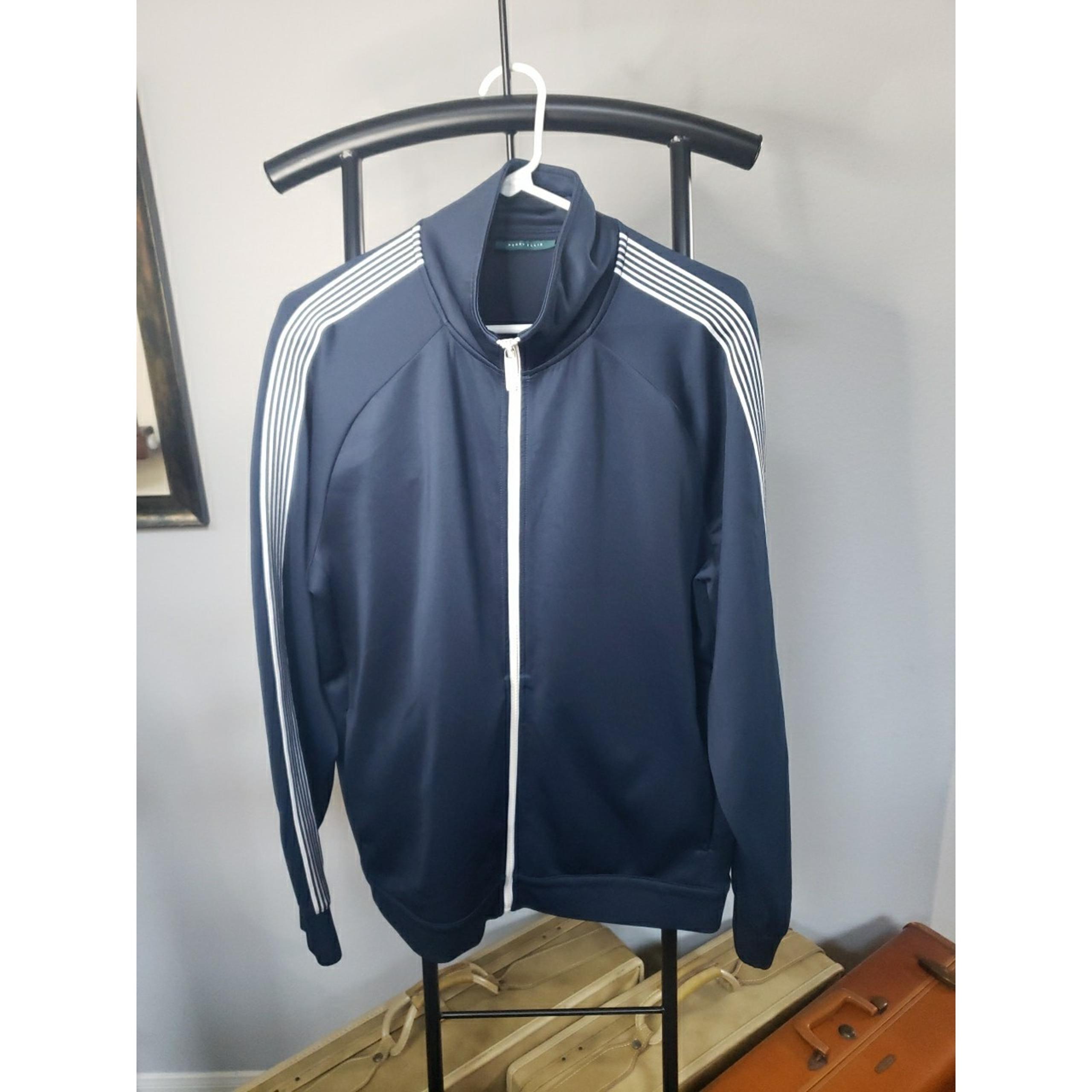 Perry Ellis Men's Track Jacket Gray, Full Zip, Side Pockets, Size L, Polyester