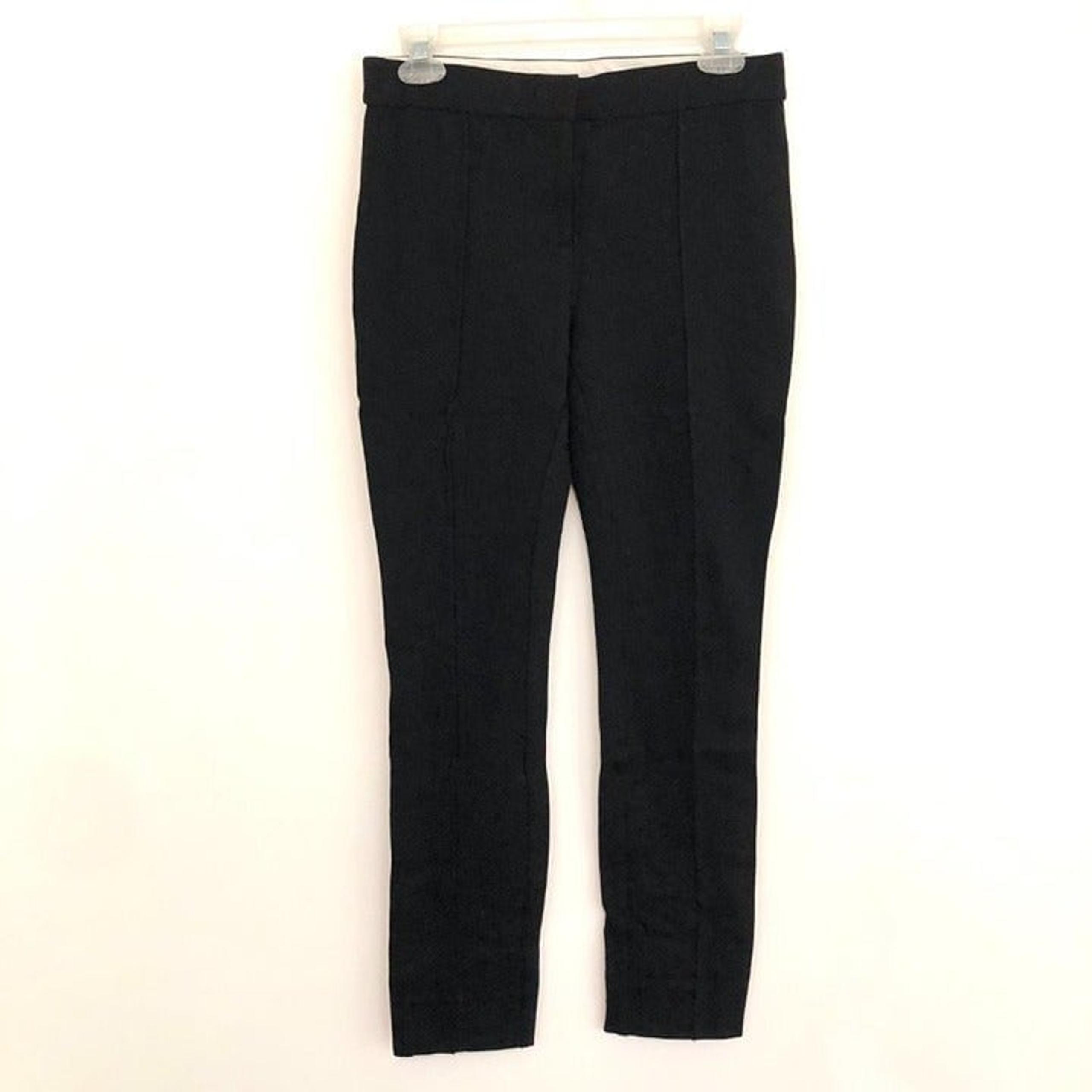 DIANE VON FURSTENBERG DVF Trexler Slim Leg Pants Solid Black Seamed Detail Work