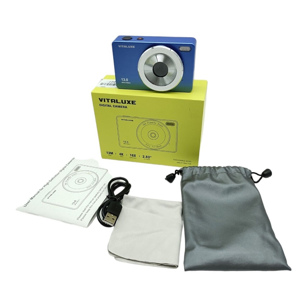 VITALUXE Digital Camera, 4K Kids Camera Real 13MP Point and Shoot Digital
