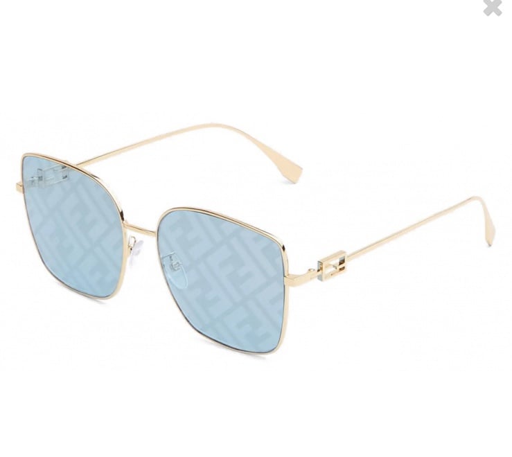 Fendi - Baguette - Square Sunglasses - Gold Light Blue - Sunglasses