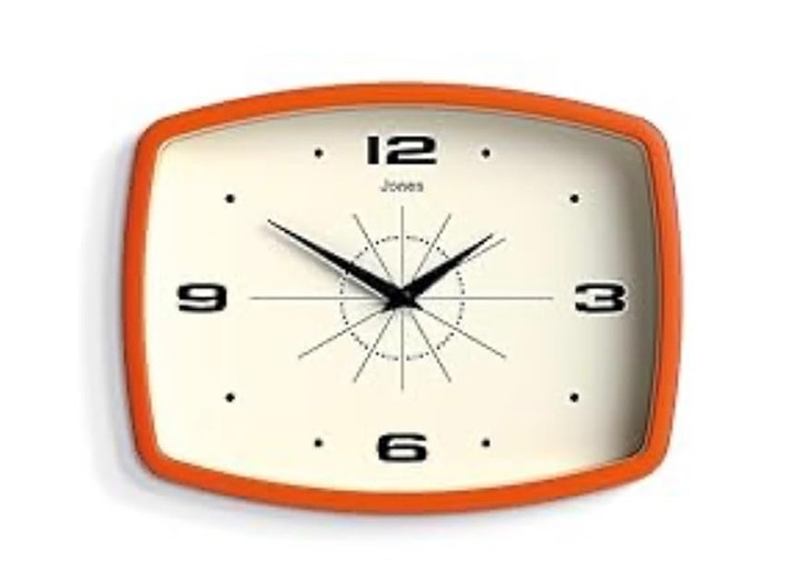 Wall Clock | Retro Rectangular Clock | 10 inch | Orange | Cool Designer Look
