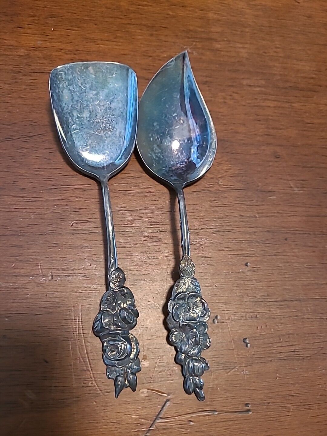 Antique Silver Plate Reed Barton Harlequin Rose Floral Jelly Spoon Sugar Scoop