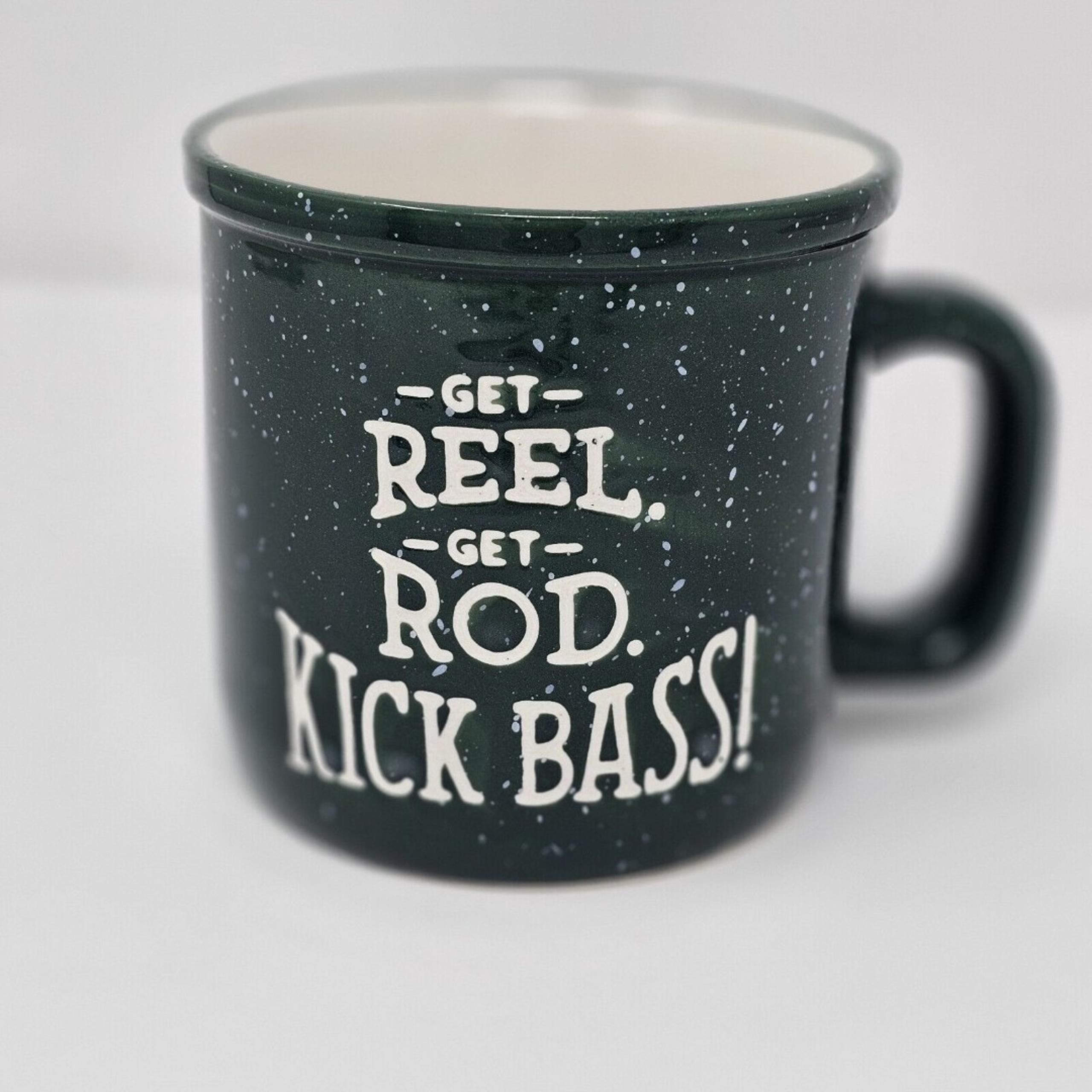 HALLMARK MUG - GET REEL GET ROD KICK BASS - FISHING - COFFEE MUG - NEW