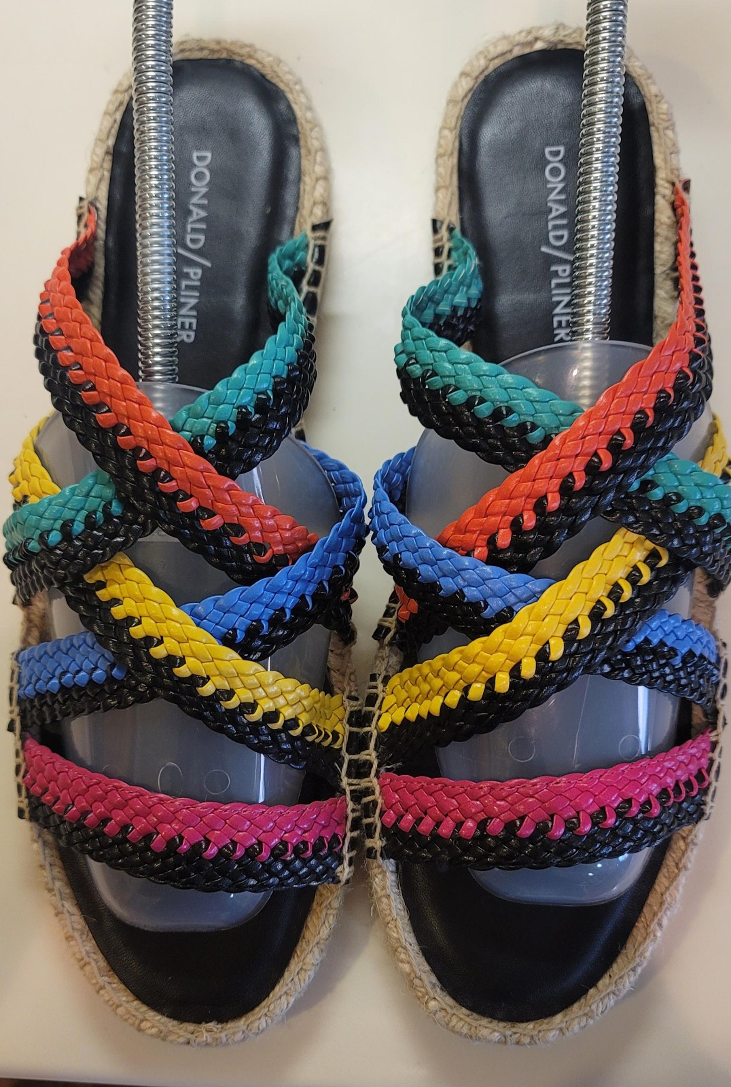 Donald J. Pilsner Rhonda woven women's leather Espadrilles sandals, Size 10M.