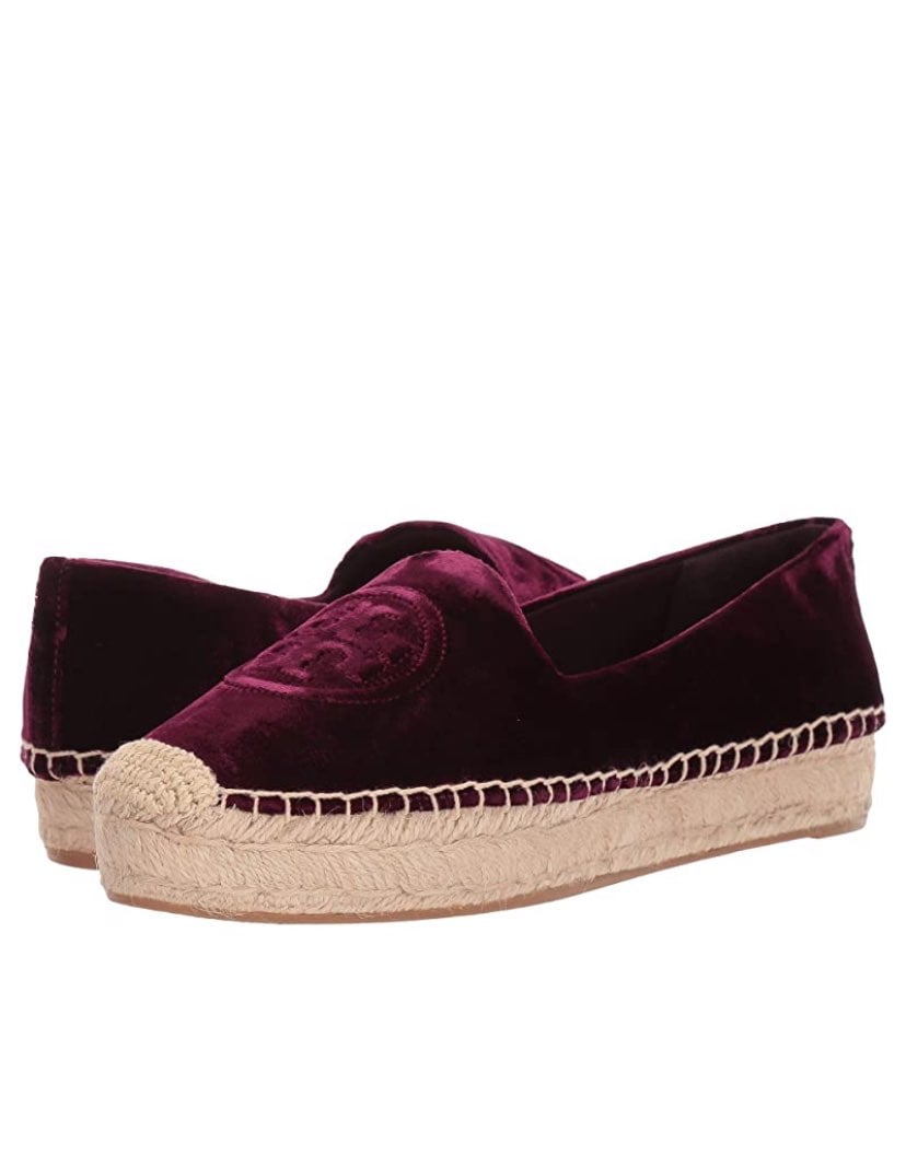 Tory Burch Velvet Platform Espadrille Black Cherry