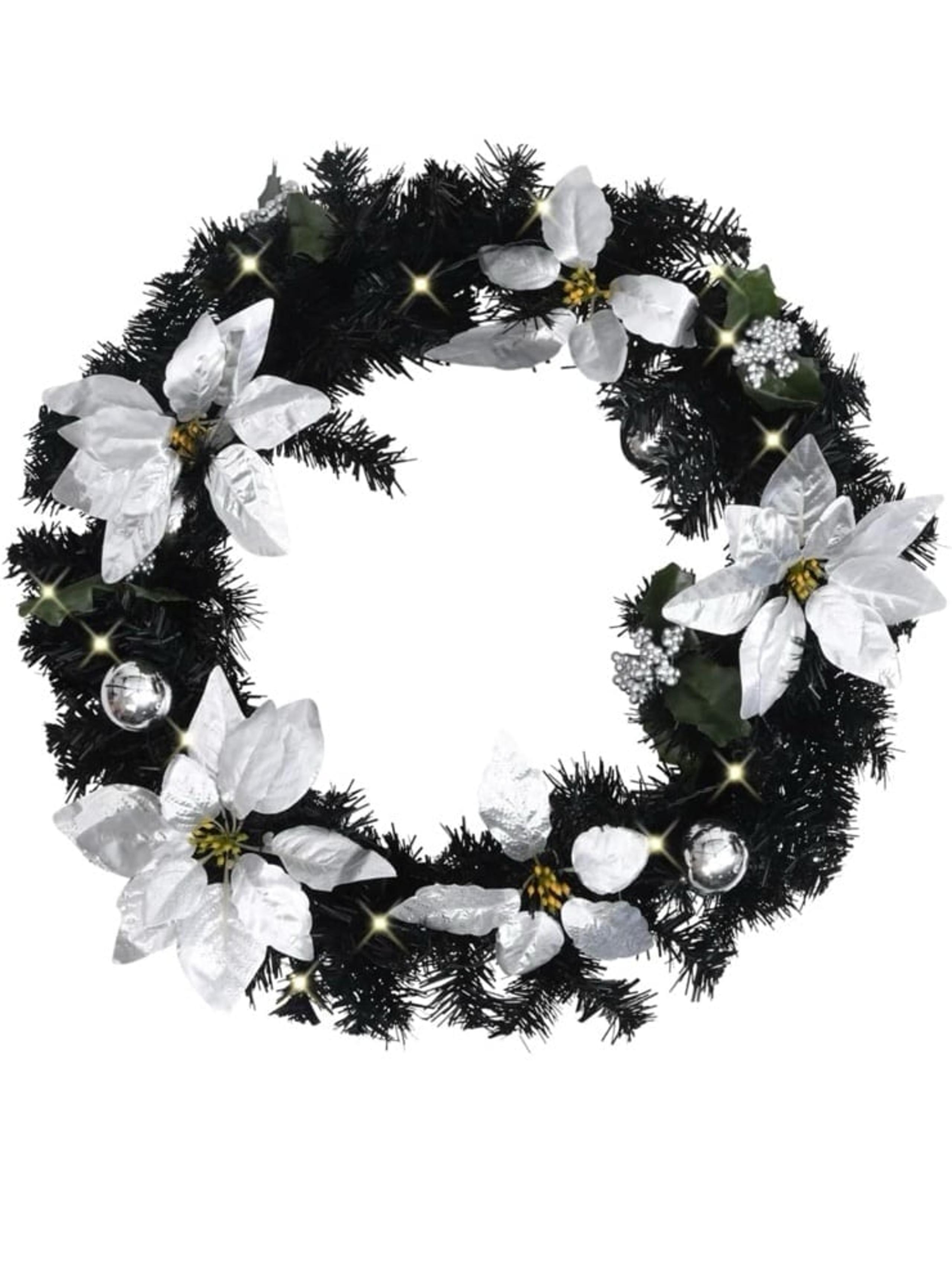 New CHARMMA Christmas Wreath with LED Lights Black 23.6" PVC-2KG $69