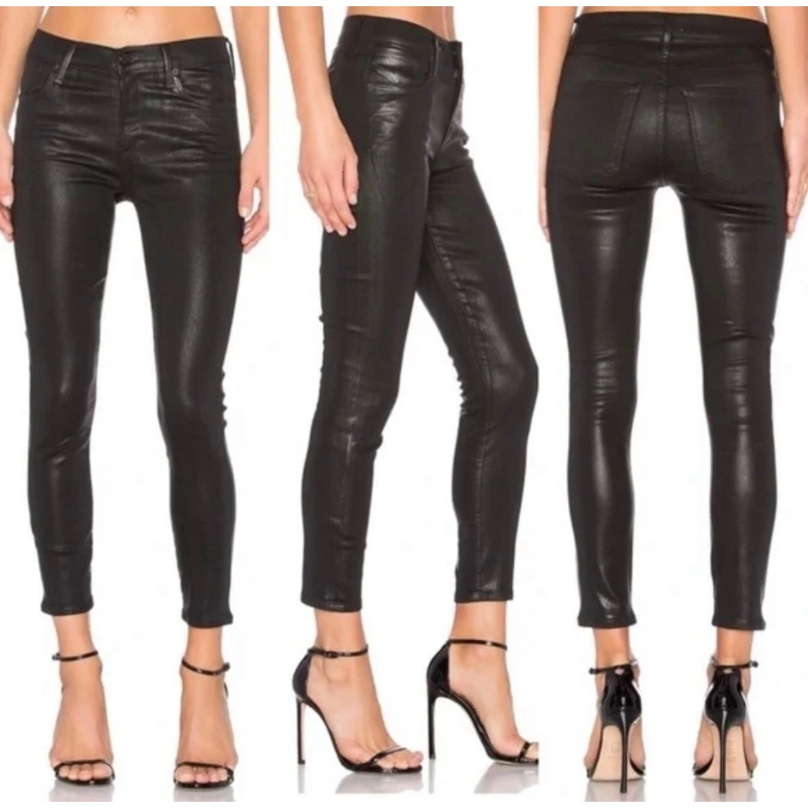 AGoldE Sophie High Rise Skinny Black Leatherette Jeans Women’s size 28