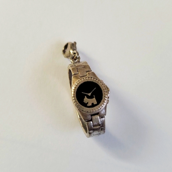 Sterling Silver 925 'Dog Always on Time / Watch' Pendant Charm
