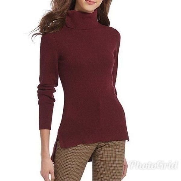 ANTONIO MELANI Cashmere Turtleneck Sweater Maroon Burgundy Red XS X-Small New