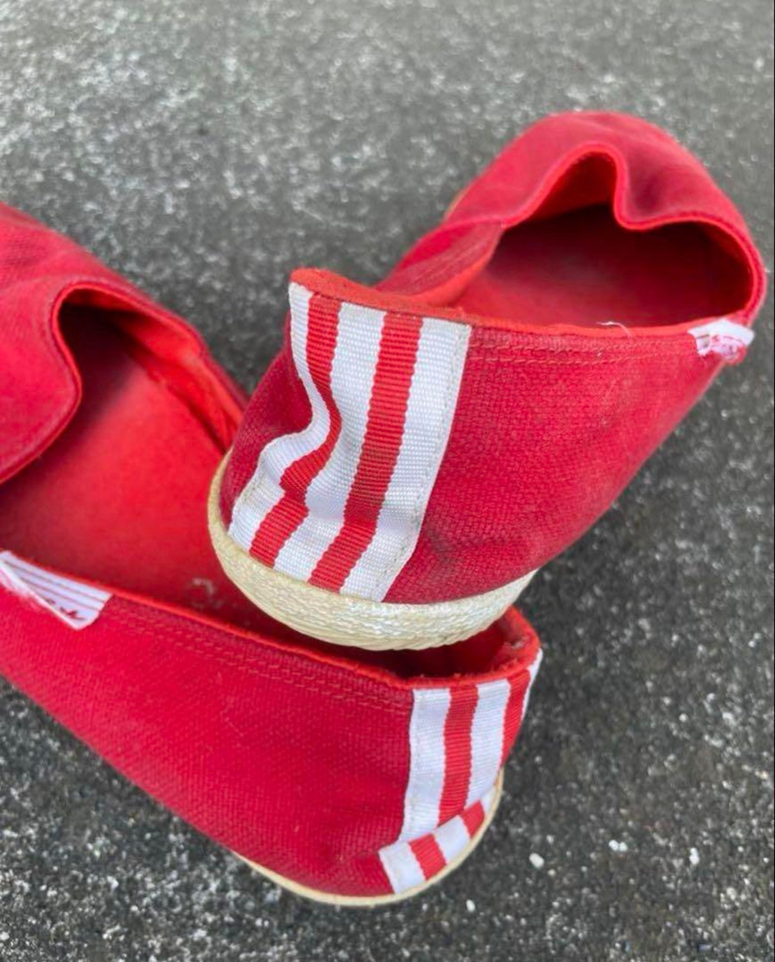 Adidas Red Vintage Slip-on Shoes, Size 27cm