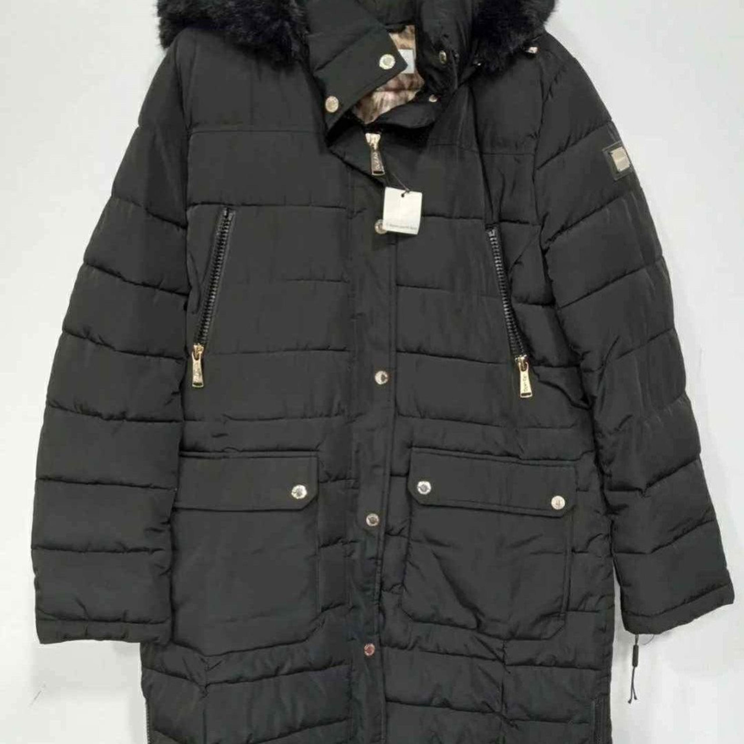 NEW Calvin Klein Designer Women's Quilted Puffer Black Coat Jacket Size L