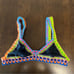 Ferrarini By PQ Rainbow Colorful Stripe Triangle Bikini Top One Size