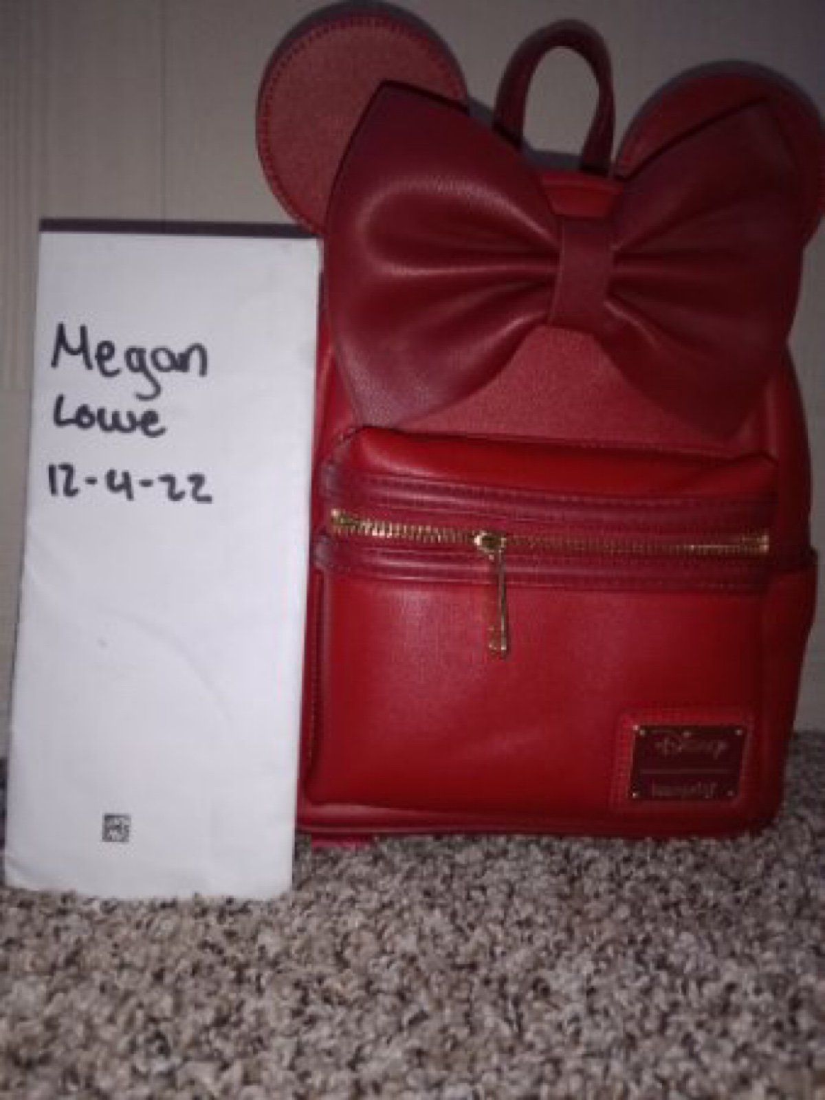 Loungefly Red Minnie Ears & Bow Red Faux Leather Mini Backpack