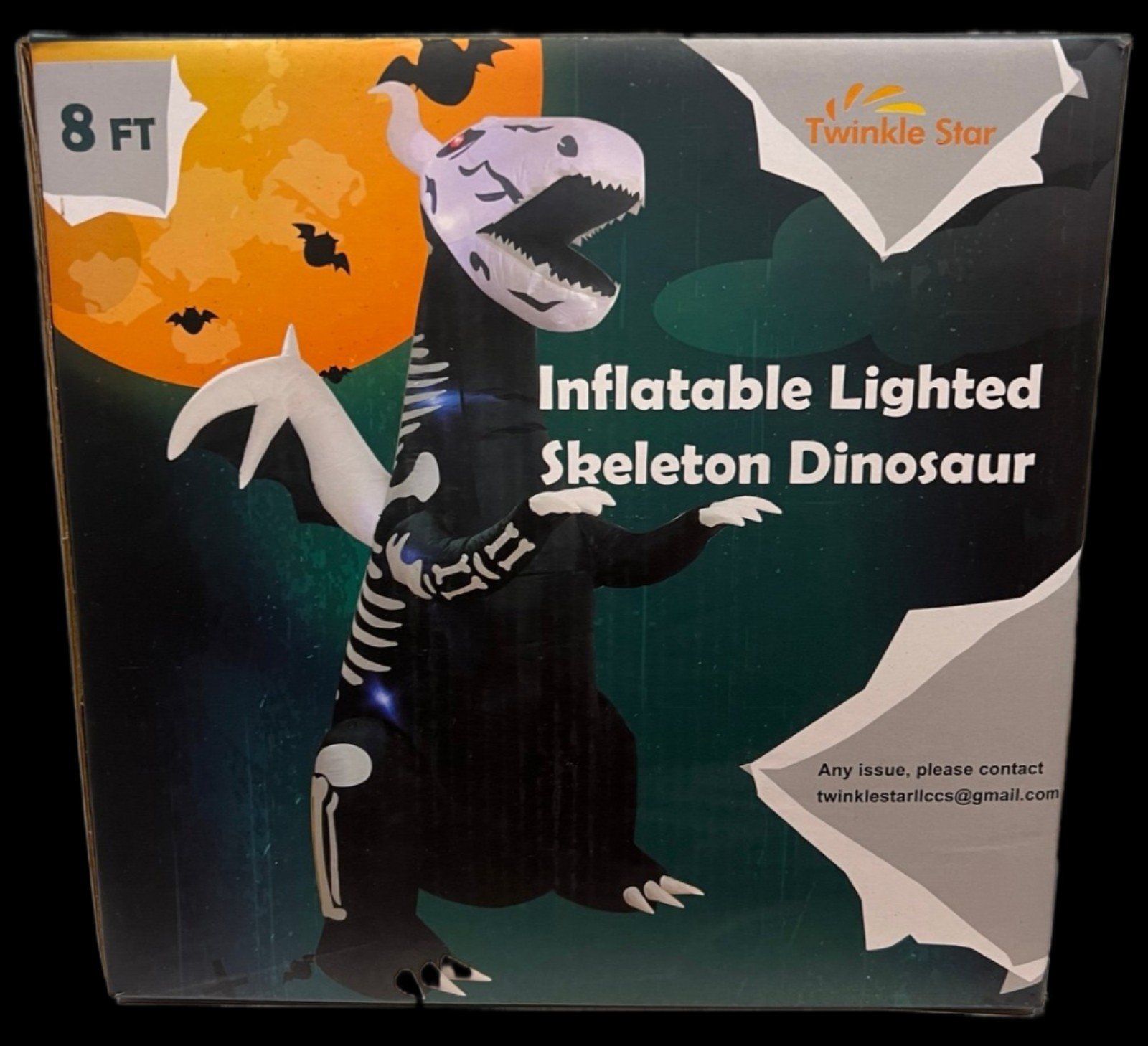 8ft Halloween Inflatable Yard Decorations Lighted Skeleton Dinosaur