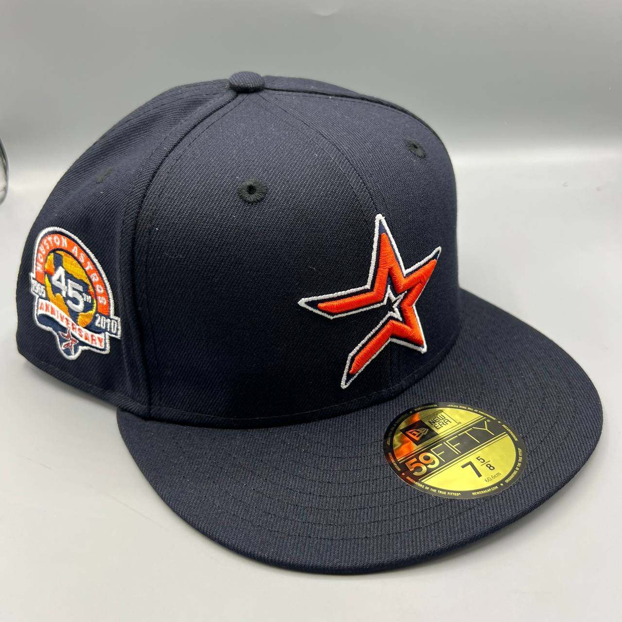 Houston Astros Hat Men 7 5/8 Navy Blue Gray 59Fifty New Era MLB Fitted Cap New