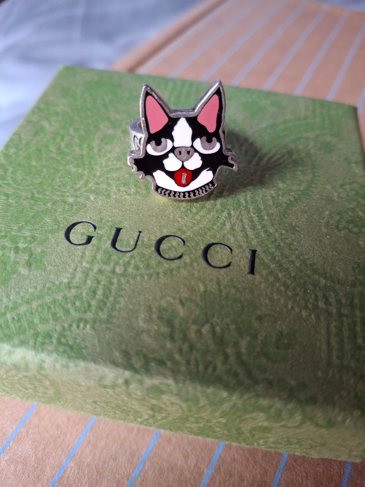 Gucci Orso Dog Ring with BOX. size 5.25