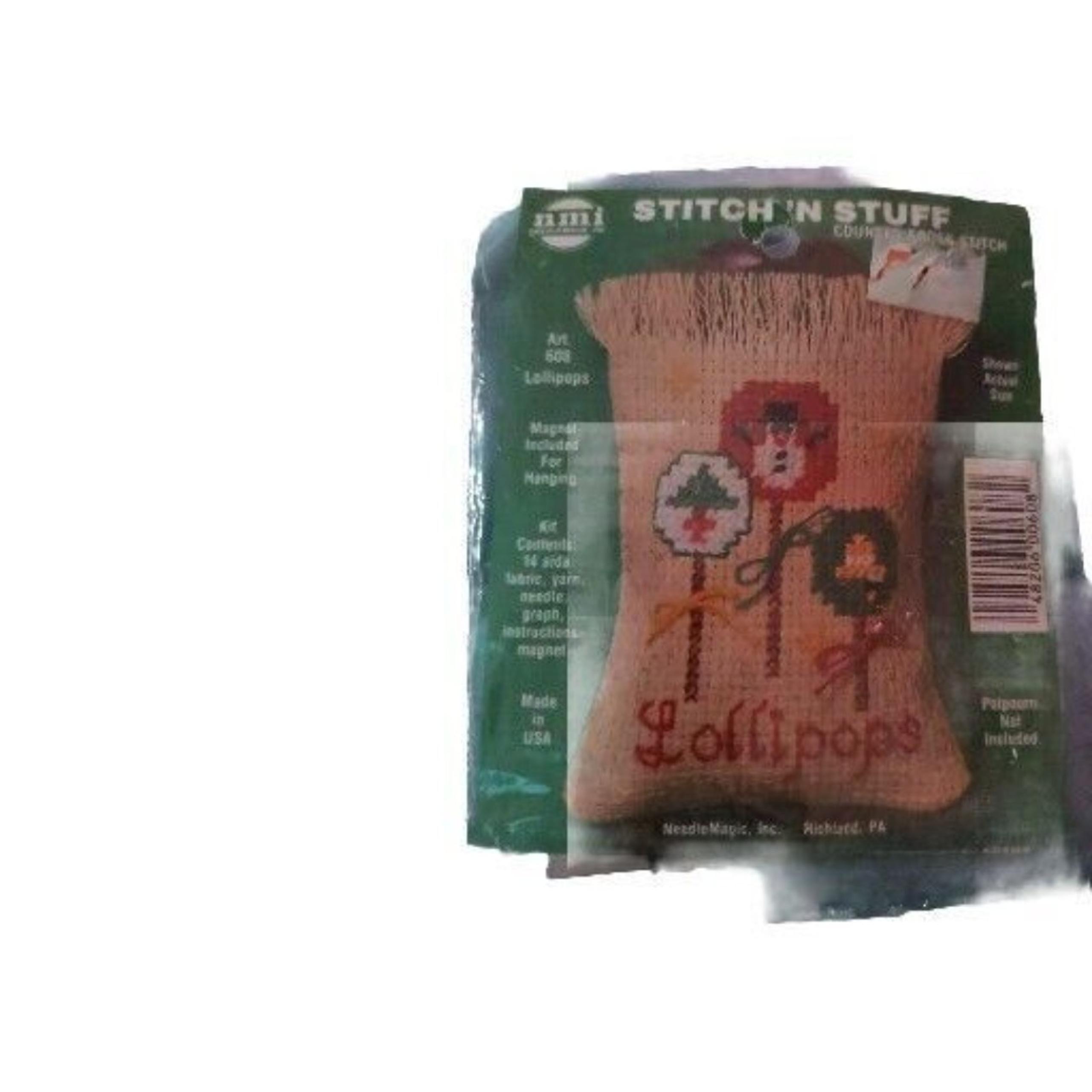 Vtg Stitch 'N Stuff Lollipops 608 Mini Cross Stitch Goody Bag Ornament Kit12136
