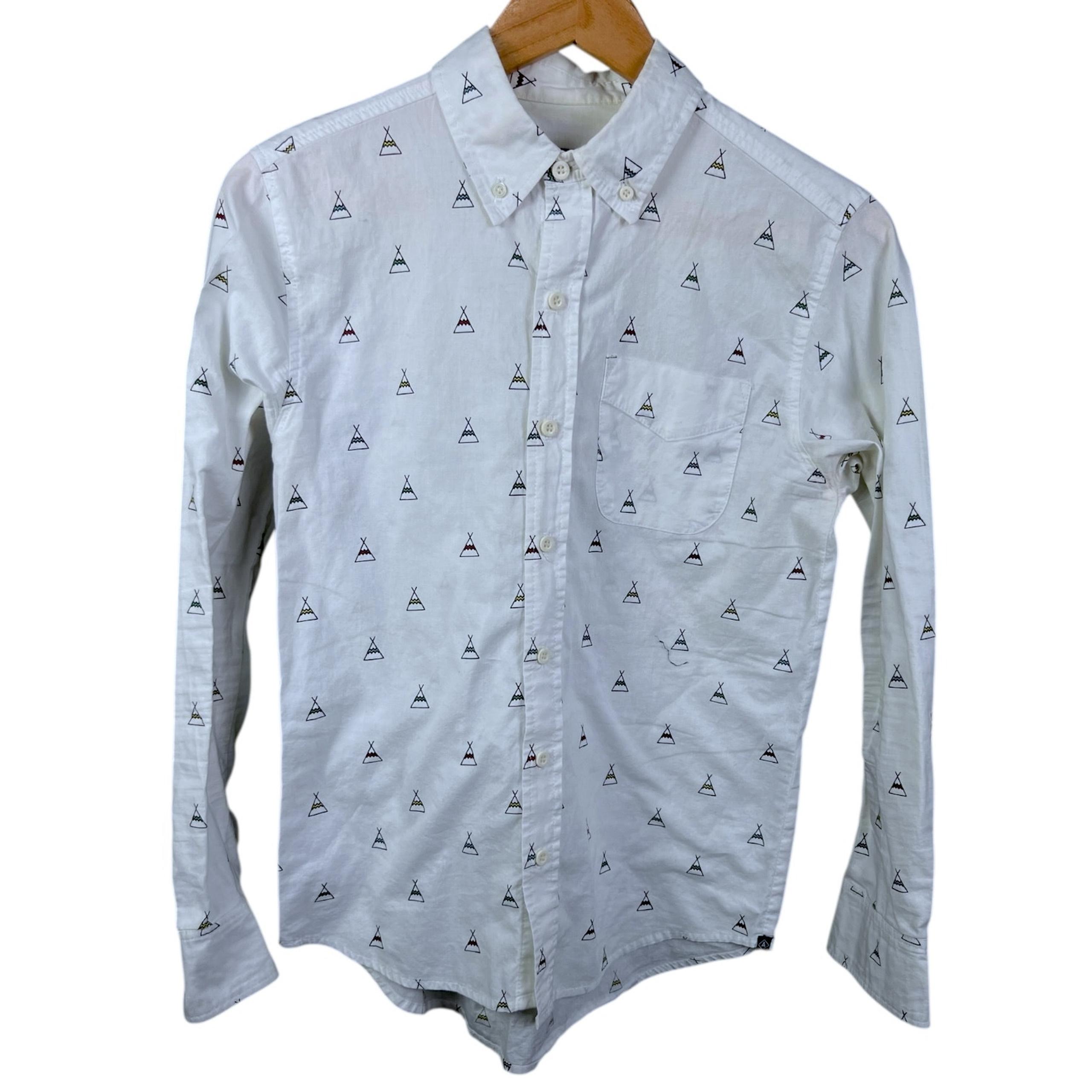 Men's Altru Apparel Tipi Teepee Print White Button-Up Shirt - Size S