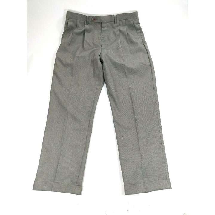 Lauren Ralph Lauren Gray Dress Pants Size 34x30 Pleated Fronts, Cuffs Poly Blend
